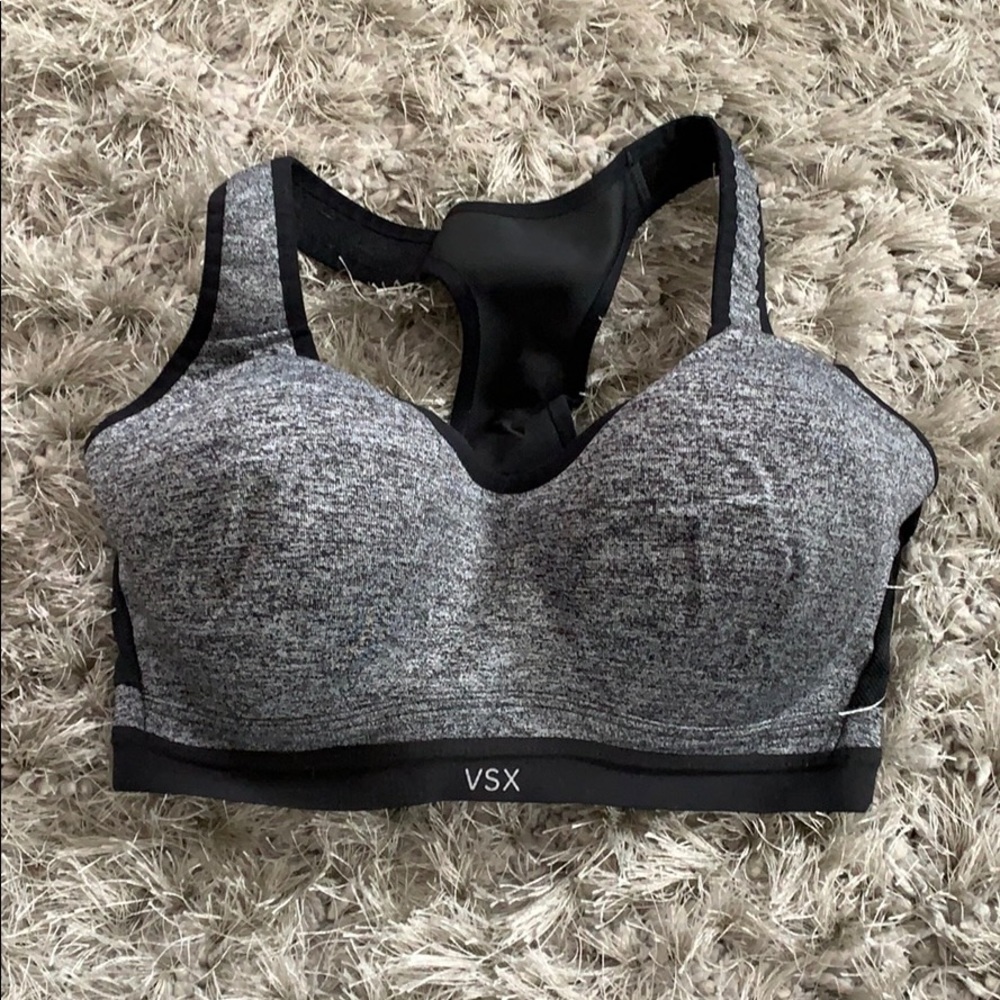 Grey High support Victoria’s Secret sports bra